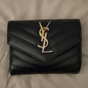 Yves Saint Laurent Black Chevron Leather Clutch